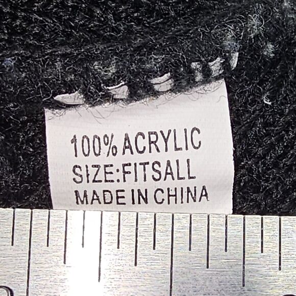 New York Pom Pom Beanie Gray Knit Hat Acrylic Winter Cap Black White Stripes - Picture 6 of 6